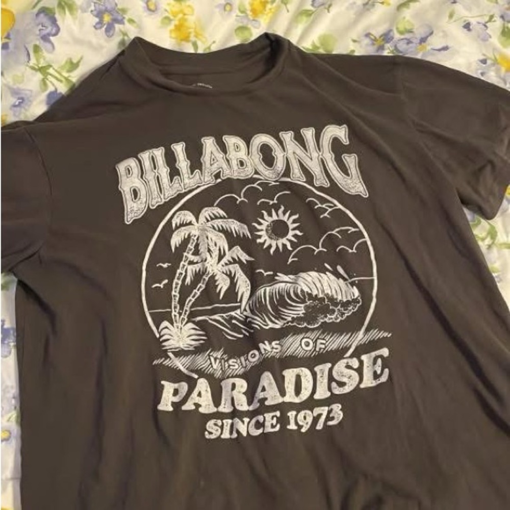 Billabong Charcoal Tee with White Paradise Graphic